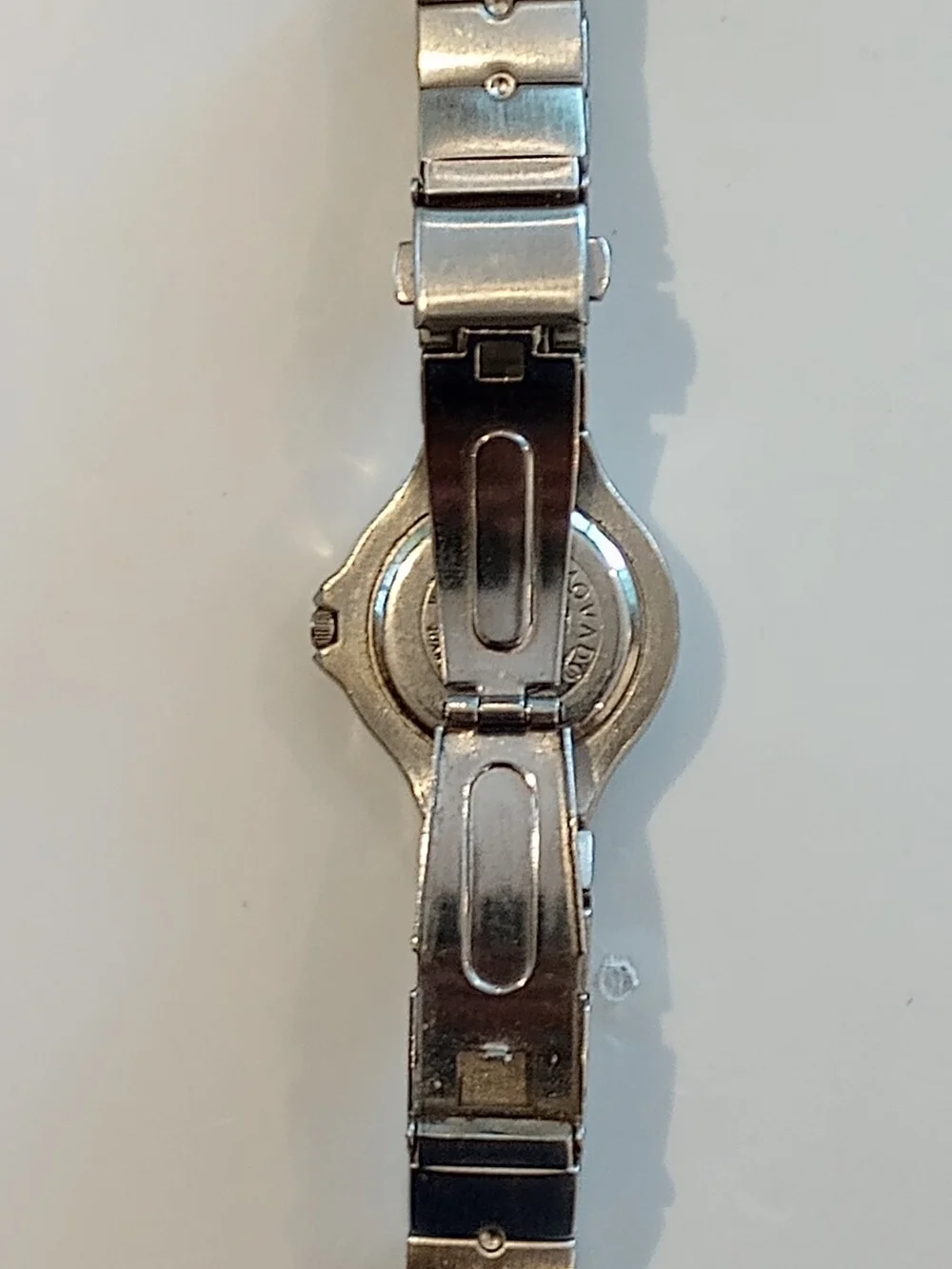 Movado Silver Tone Bracelet Watch with Black Dial